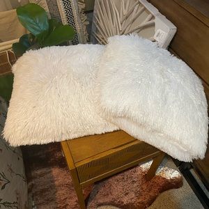 2 18x18 fuzzy faux pillow covers